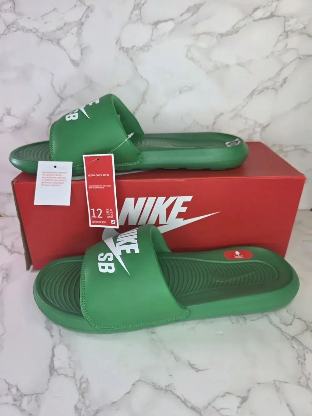 New Nike SB Victori One Slide “Lucky Green” DR2018-300 Men's Size 12 RARE